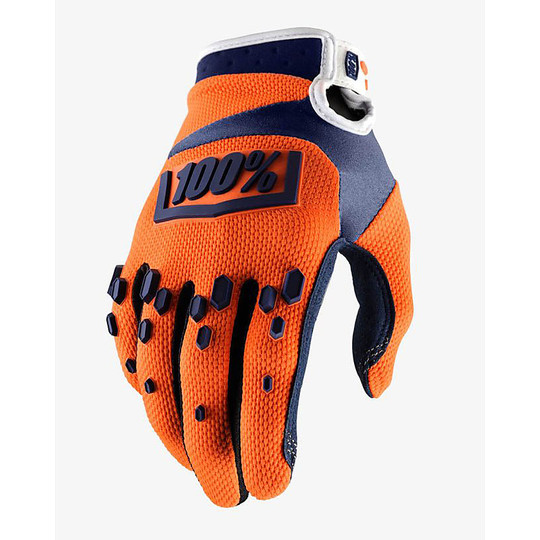Cross Enduro Motorcycle Gloves 100% Airmatic Orange Navy