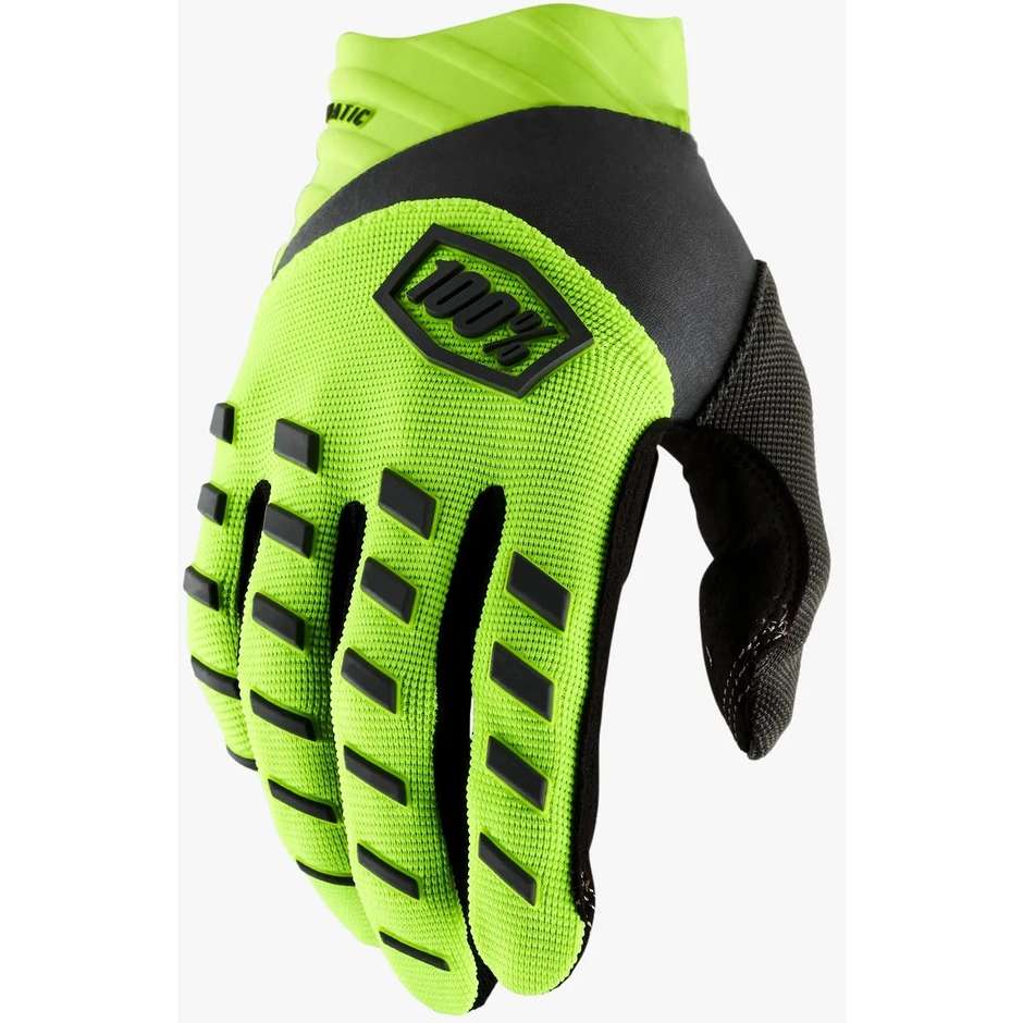 Cross Enduro Motorcycle Gloves 100% AIRMATIC Yellow Fluo Black