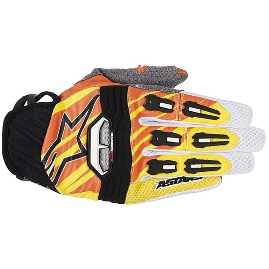 Cross Enduro Motorcycle Gloves Alpinestars Techstar 752 Cyan Yellow