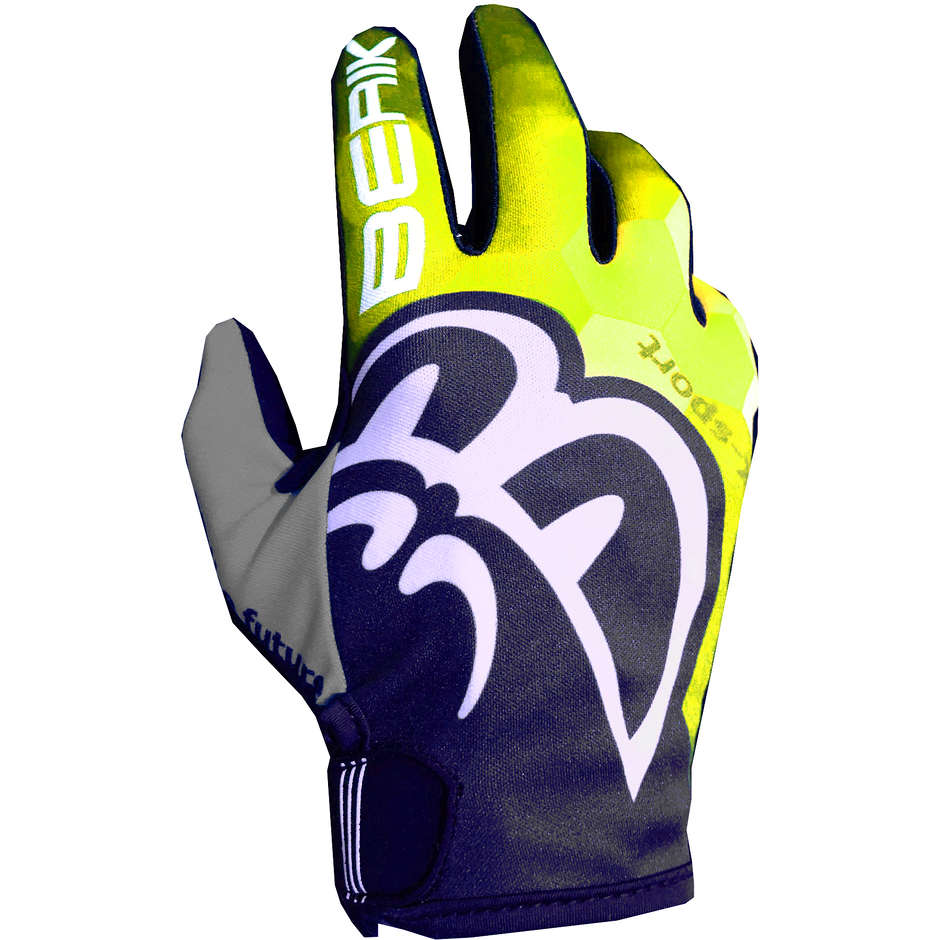 Cross Enduro motorcycle gloves Berik MX Exagon black Yellow Fluo Blue