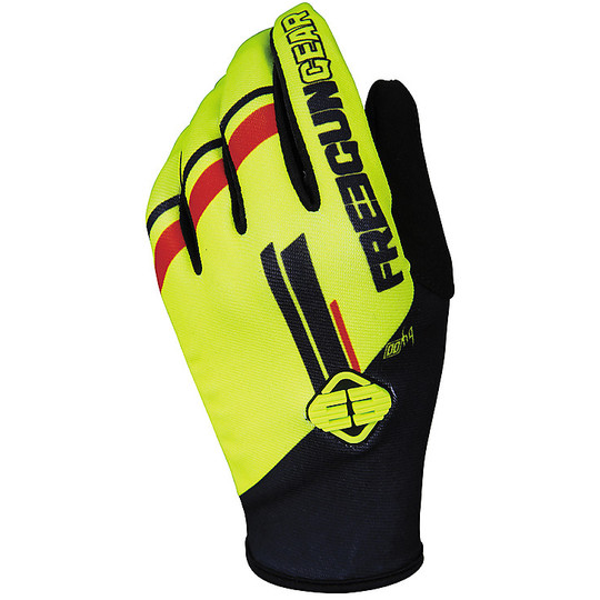 Cross Enduro Motorcycle Gloves Freegun DEVO COLLEGE Yellow Fluo