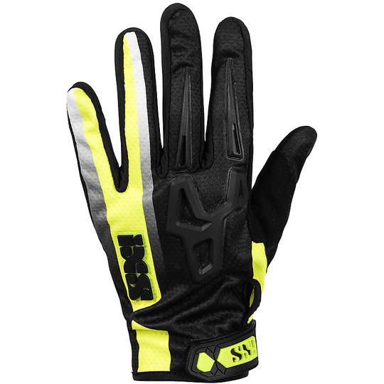 Cross Enduro Motorcycle Gloves Ixs CROSS LITE AIR 2.0 Black Yellow Fluo