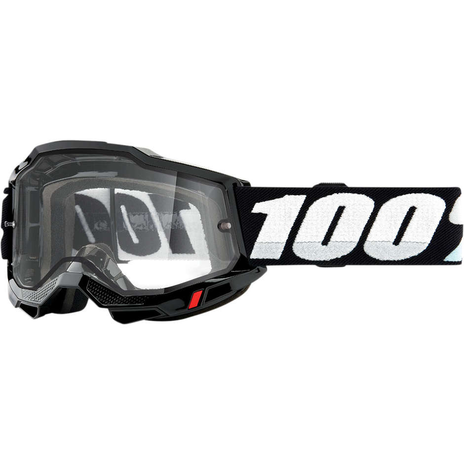 Cross Enduro Motorcycle Goggles 100% ACCURI 2 Enduro MX Black Transparent Lens