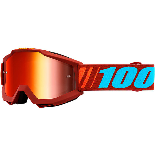 Cross Enduro Motorcycle Goggles 100% ACCURI Dauphine Red Mirror Lens