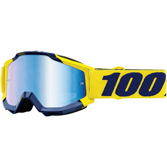 Cross Enduro Motorcycle Goggles 100% ACCURI Supply Blue Mirror Lens