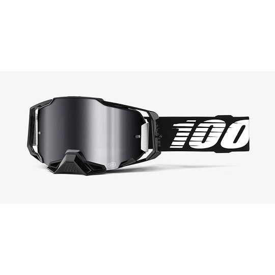 Cross Enduro Motorcycle Goggles 100% ARMEGA Black Silver Mirror Lens