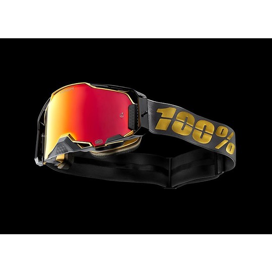 Cross Enduro Motorcycle Goggles 100% ARMEGA Falcon5 Hiper Red Mirror Lens