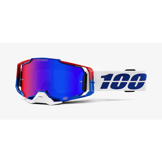 Cross Enduro Motorcycle Goggles 100% ARMEGA Genesis Hiper Iridium Mirror Lens