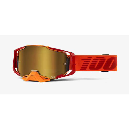 Cross Enduro Motorcycle Goggles 100% ARMEGA Litkit Gold Mirror Lens