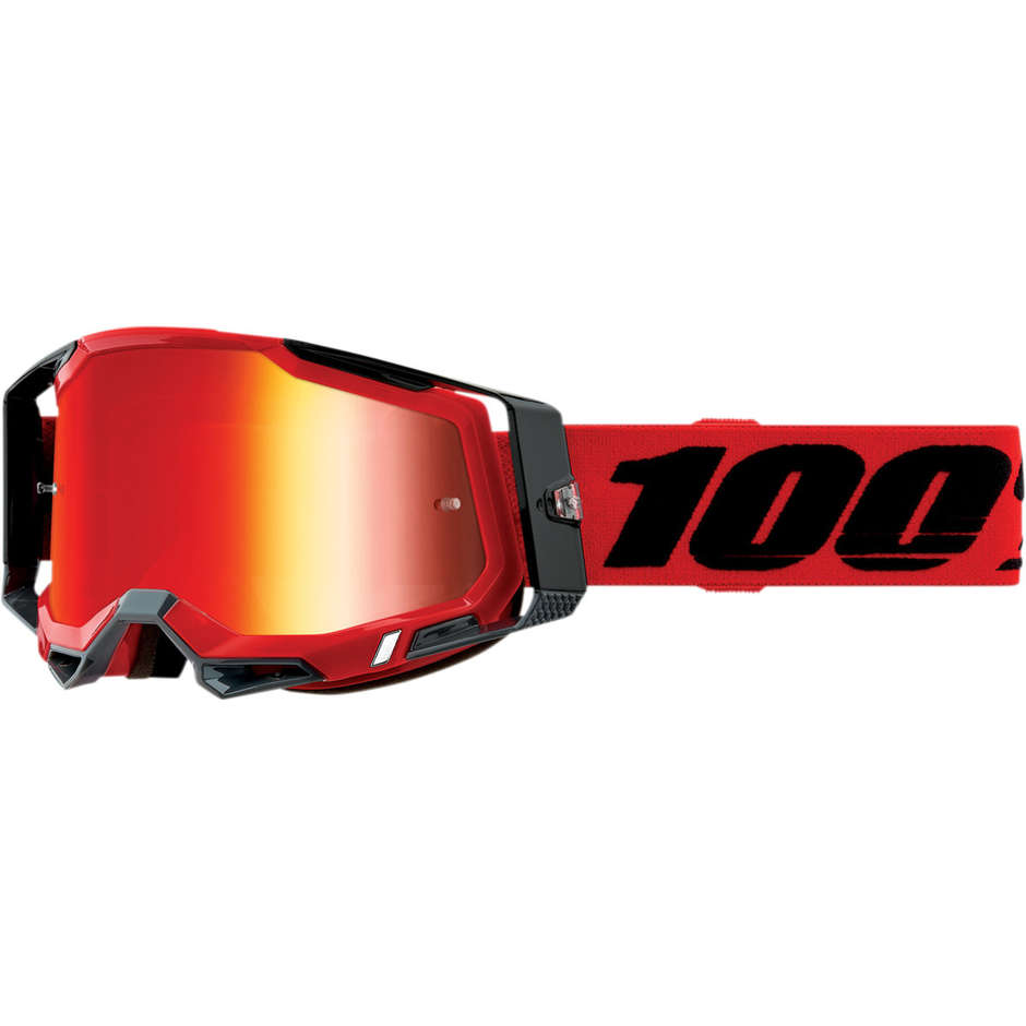 Cross Enduro Motorcycle Goggles 100% RACECRAFT 2 Red Red Mirror Lens