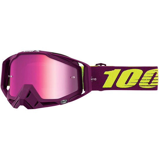 Cross Enduro Motorcycle Goggles 100% RACECRAFT Klepto Pink Mirror Lens