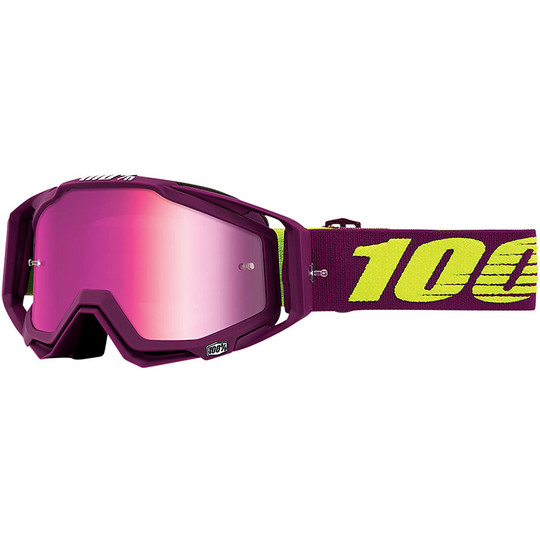 Cross Enduro Motorcycle Goggles 100% RACECRAFT Klepto Pink Mirror Lens