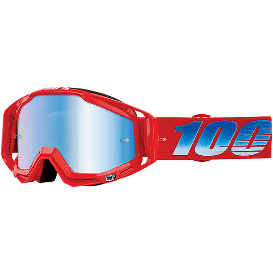 Cross Enduro Motorcycle Goggles 100% RACECRAFT Kuriakin Blue Mirror Lens