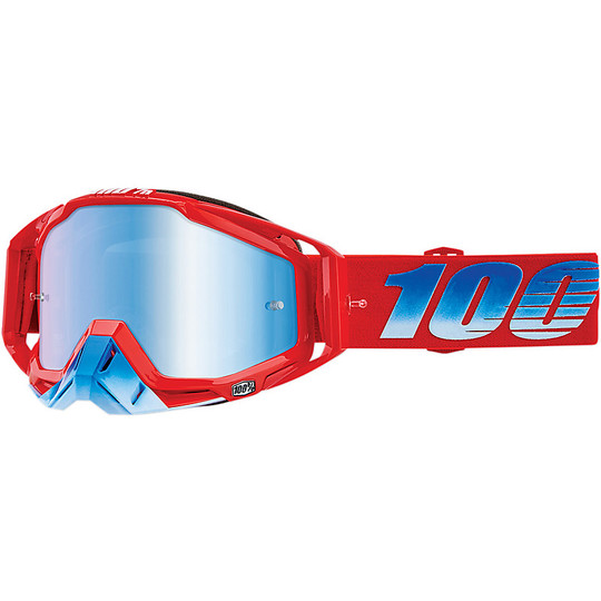 Cross Enduro Motorcycle Goggles 100% RACECRAFT Kuriakin Blue Mirror Lens