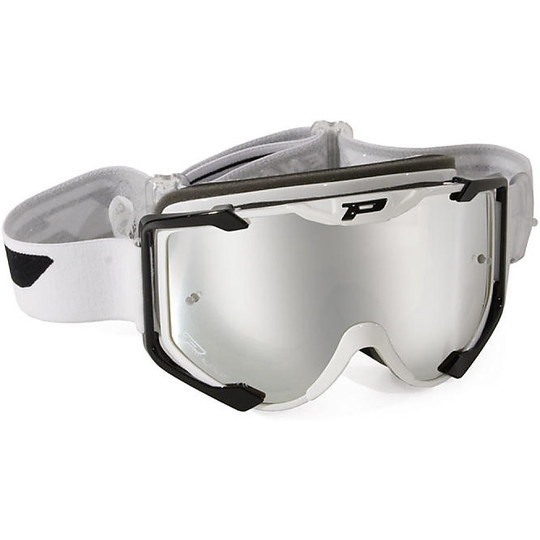 Cross Enduro Motorcycle Goggles 3404 Menace White Silver Mirror Lens