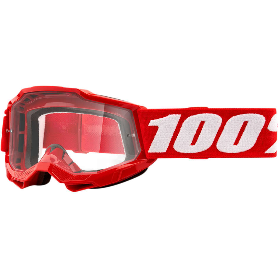 Cross Enduro Motorcycle Goggles Child 100% ACCURI 2 Jr Neon Red Transparent Lens