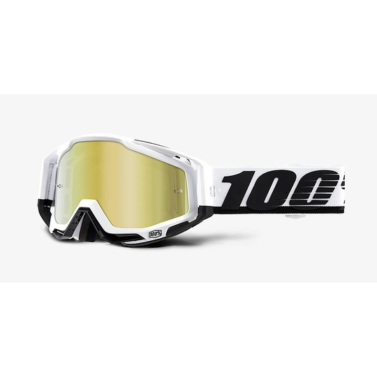 Cross Enduro Motorcycle Goggles Mask 100% RACECRAFT Stuu Gold Mirror Lens