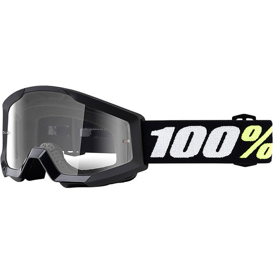 Cross Enduro Motorcycle Goggles Mask 100% Strata Mini Black Transparent Lens