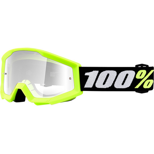 Cross Enduro Motorcycle Goggles Mask 100% Strata Mini Yellow Transparent Lens
