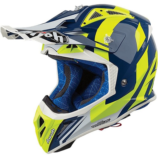 Cross Enduro Motorcycle Helmet Airoh AVIATOR 2.3 AMS BIGGER Glossy Blue