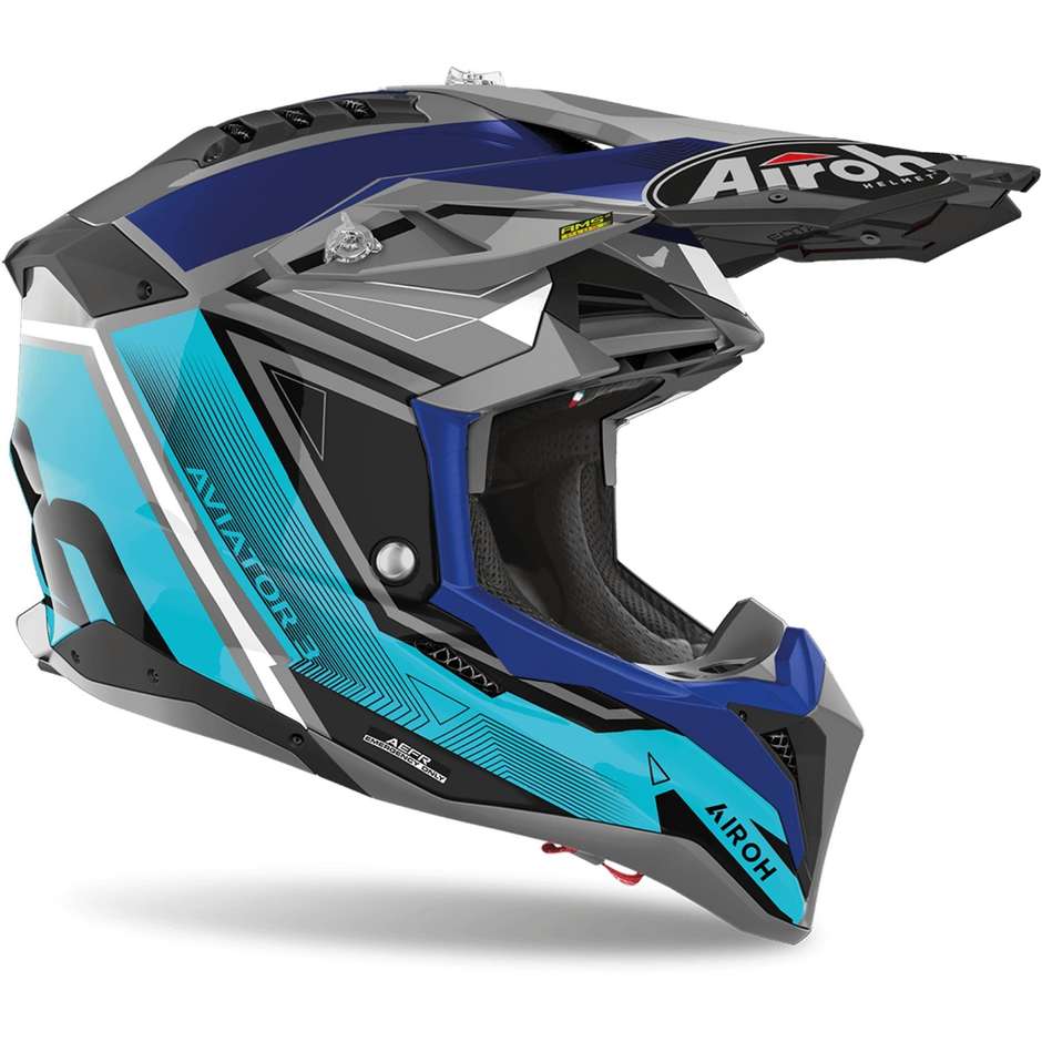 Cross Enduro Motorcycle Helmet Airoh AVIATOR 3 LEAGUE Glossy Blue