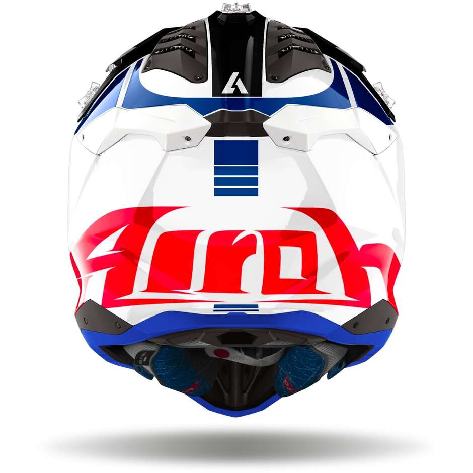 Cross Enduro Motorcycle Helmet Airoh AVIATOR 3 PUSH Blue Red Glossy