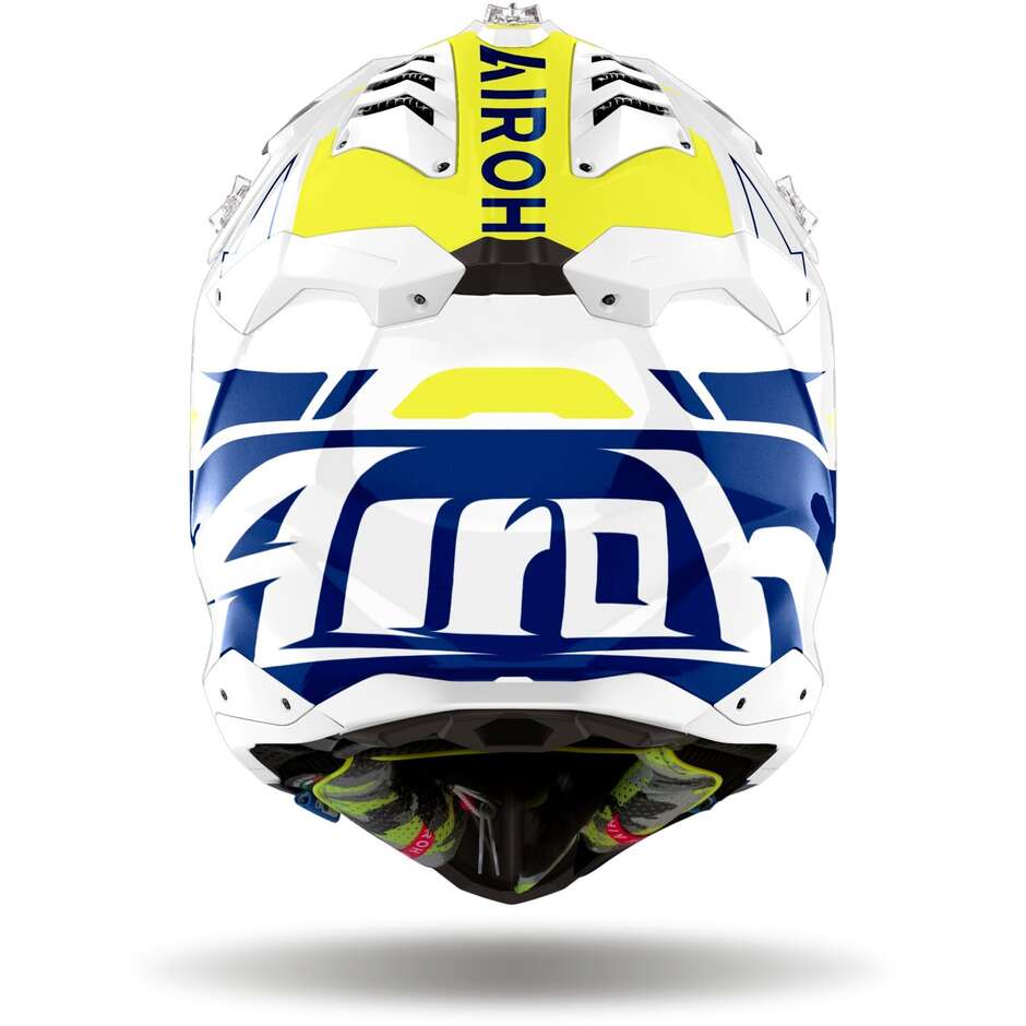 Cross Enduro Motorcycle Helmet Airoh AVIATOR 3 SPIN Yellow Blue Glossy