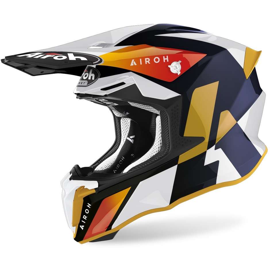 Cross Enduro Motorcycle Helmet Airoh TWIST 2.0 Lift White Glossy Blue