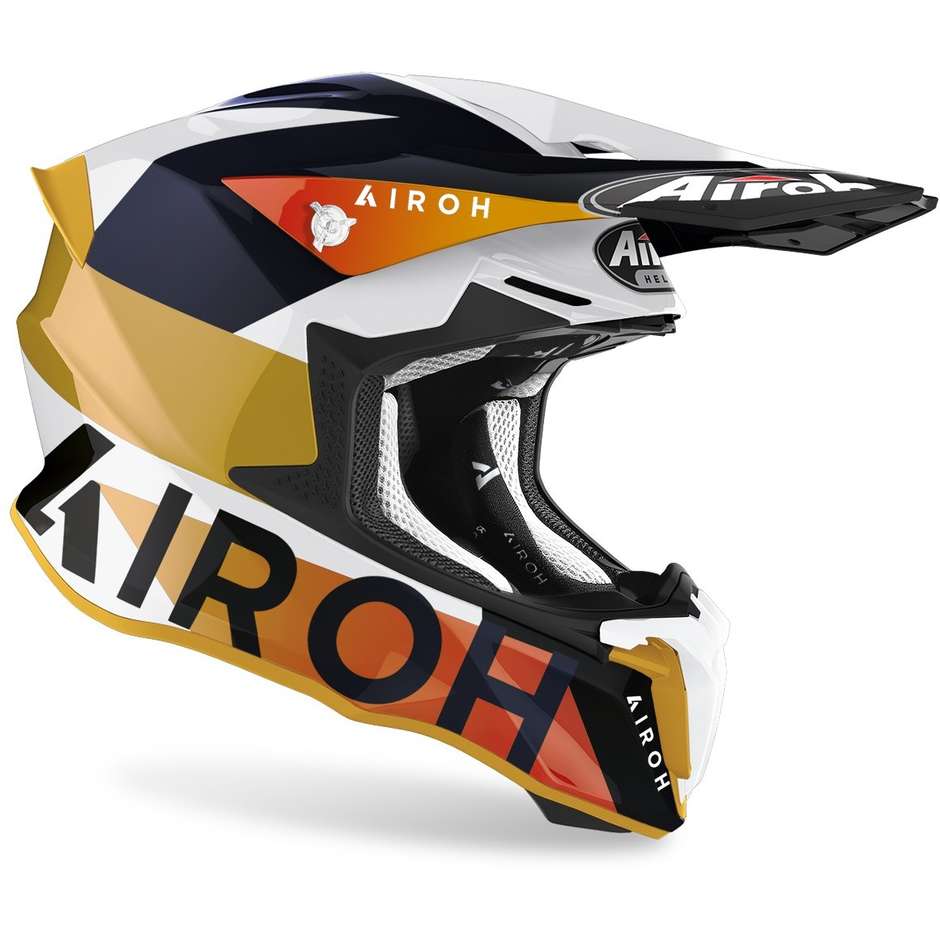 Cross Enduro Motorcycle Helmet Airoh TWIST 2.0 Lift White Glossy Blue