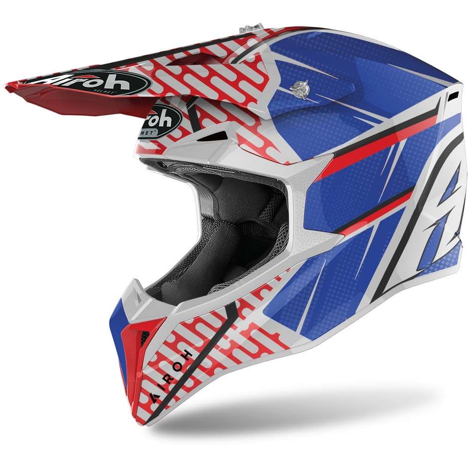 Cross Enduro Motorcycle Helmet Airoh WRAAP Idol Red Blue Glossy