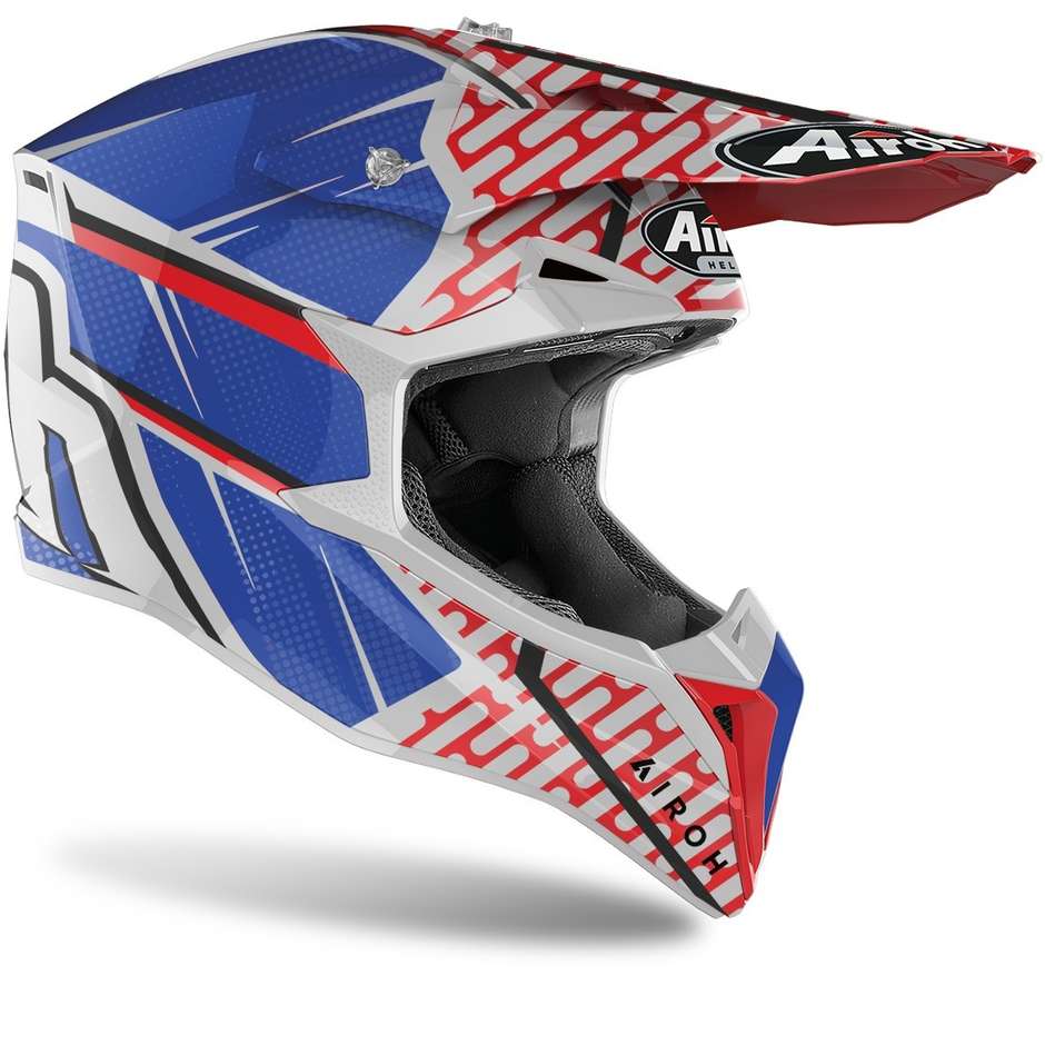 Cross Enduro Motorcycle Helmet Airoh WRAAP Idol Red Blue Glossy