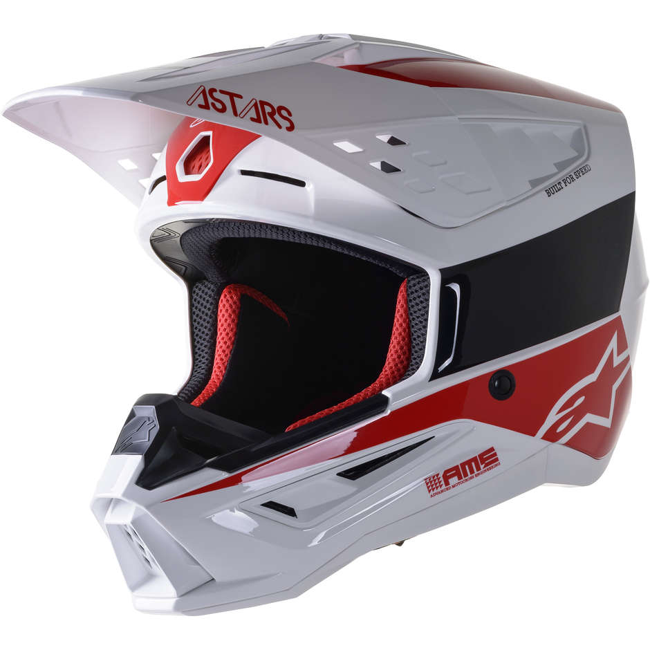 Cross Enduro Motorcycle Helmet Alpinestars S-M5 BOND White Red
