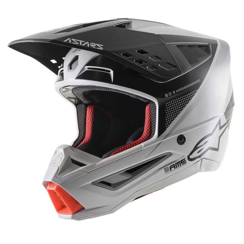 Cross Enduro Motorcycle Helmet Alpinestars S-M5 RAYON Gray Black Silver Opaque