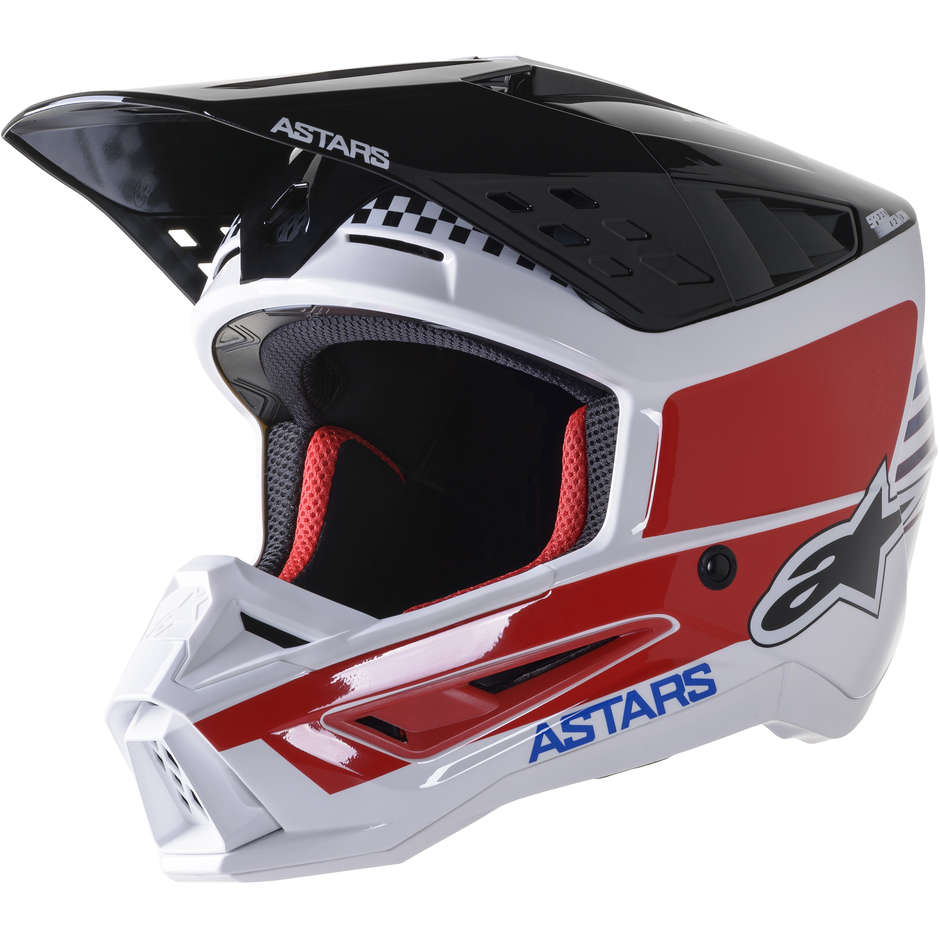 Cross Enduro Motorcycle Helmet Alpinestars S-M5 SPEED White Red Blue