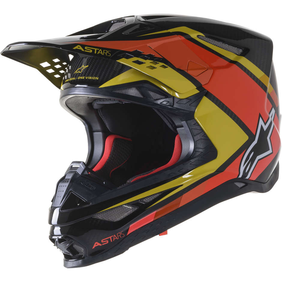 Cross Enduro Motorcycle Helmet Alpinestars SUPERTECH S-M10 CARBON META2 Black Yellow Orange