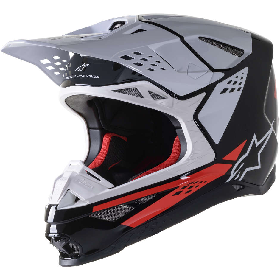 Cross Enduro motorcycle helmet Alpinestars SUPERTECH S-M8 FACTORY Black White Red