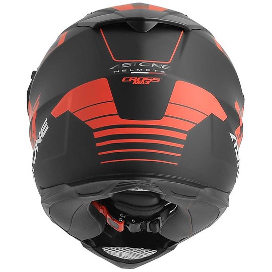 Cross Enduro Motorcycle Helmet Astone Crossmax Road Matte Black Fluo Red