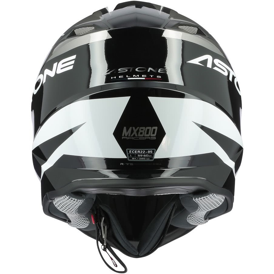 Cross-Enduro Motorcycle Helmet Astone MX800 RACERS Gray White