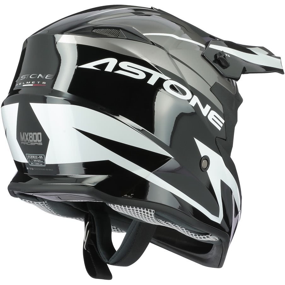 Cross-Enduro Motorcycle Helmet Astone MX800 RACERS Gray White