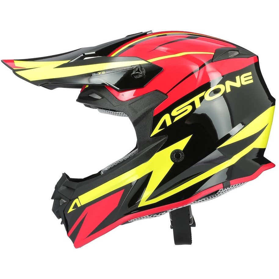Cross-Enduro Motorcycle Helmet Astone MX800 RACERS Red Yellow Fluo
