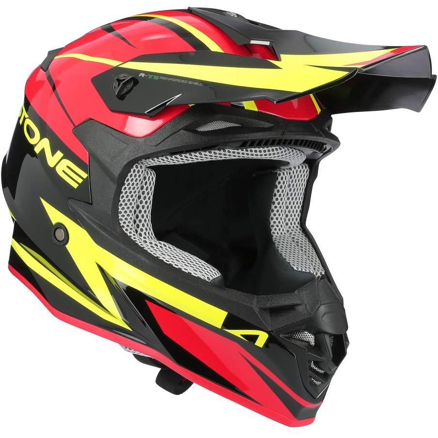 Cross-Enduro Motorcycle Helmet Astone MX800 RACERS Red Yellow Fluo