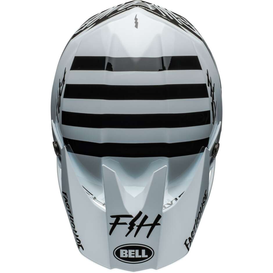 Cross Enduro Motorcycle Helmet BELL MOTO-10 SPHERICAL FASTHOUSE MOD SQUAD White Black Matt Gloss