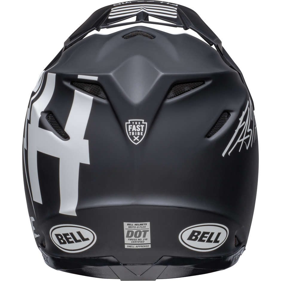 Cross Enduro Motorcycle Helmet Bell MOTO-9S FLEX FASTHOUSE TRIBE Black White Matt Glossy