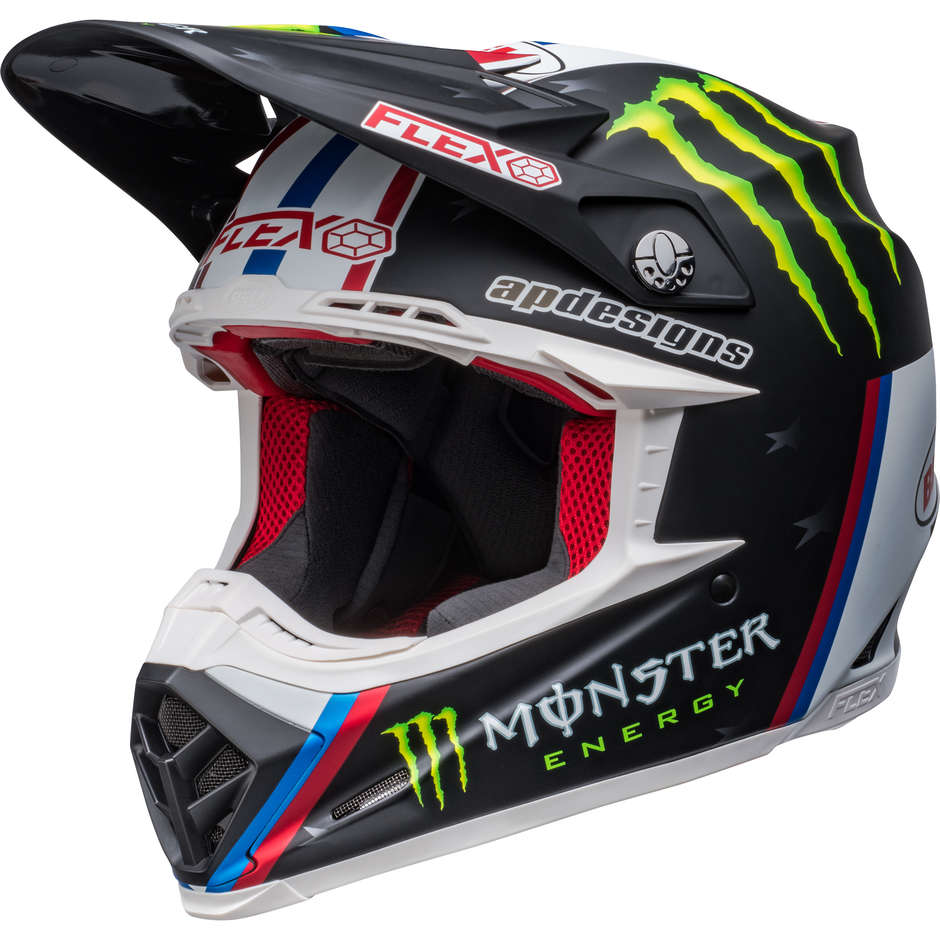 Cross Enduro Motorcycle Helmet Bell MOTO-9S FLEX TOMAC REPLICA 22 Matt Black White