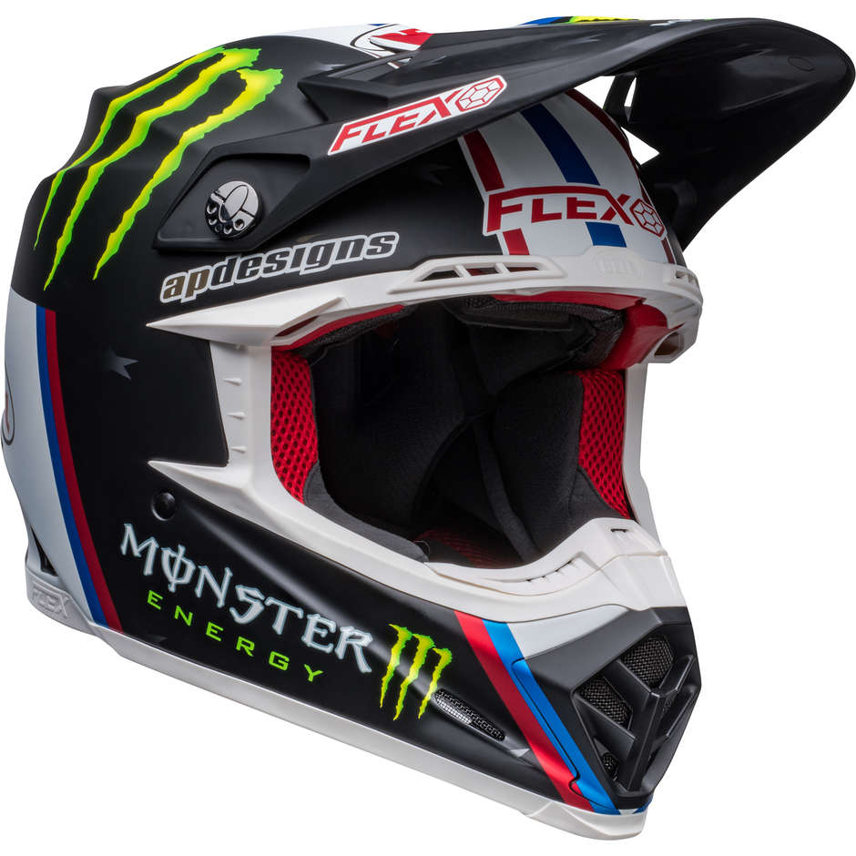 Cross Enduro Motorcycle Helmet Bell MOTO-9S FLEX TOMAC REPLICA 22 Matt Black White