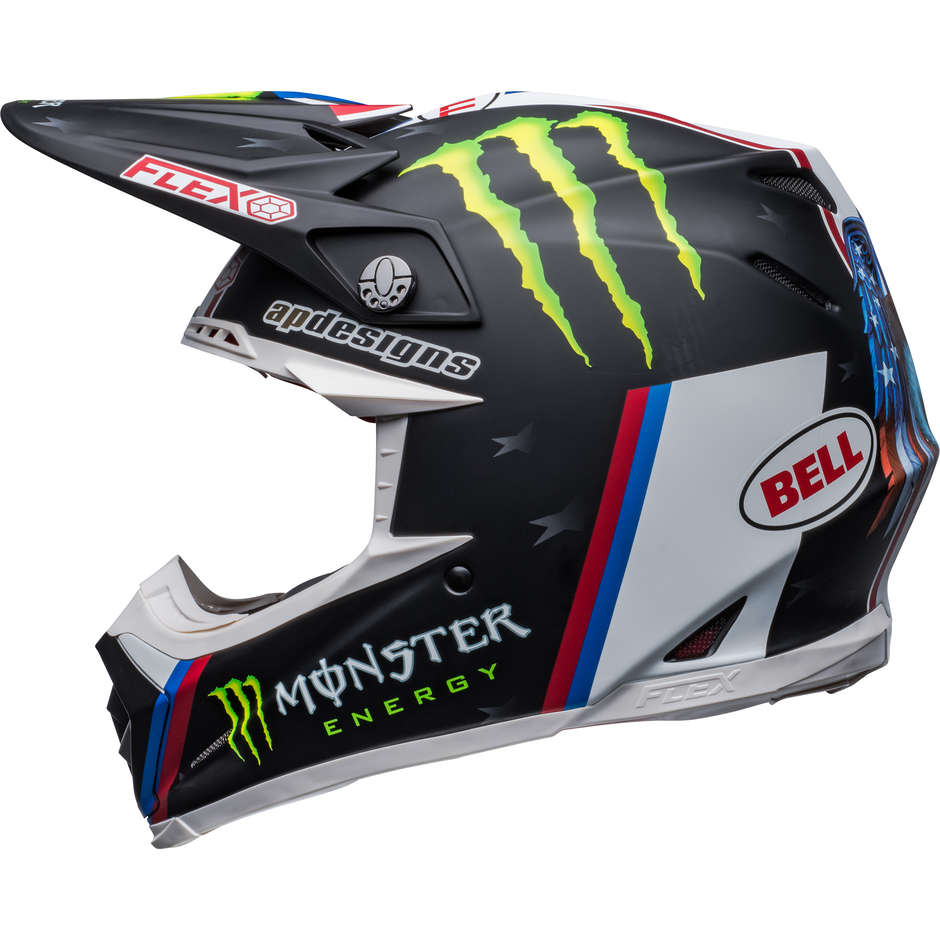 Cross Enduro Motorcycle Helmet Bell MOTO-9S FLEX TOMAC REPLICA 22 Matt Black White