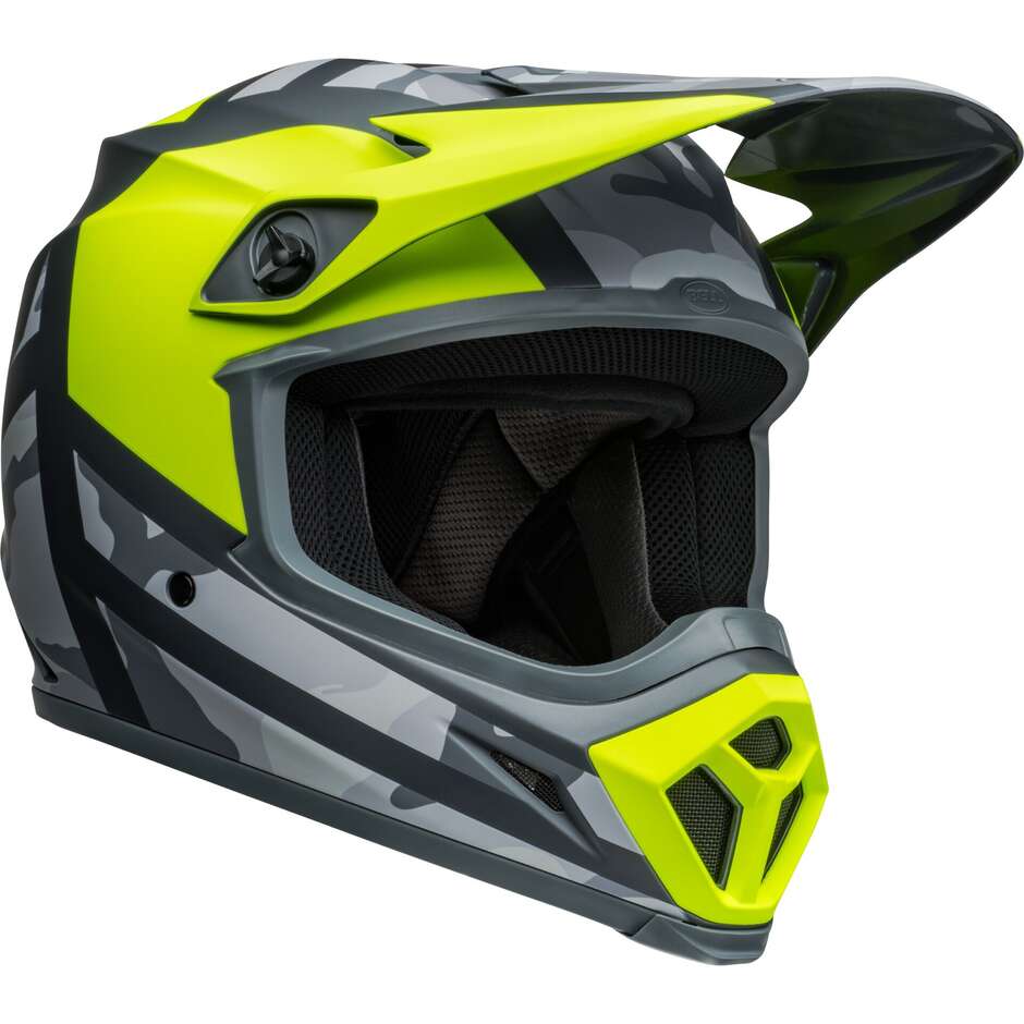 Cross Enduro Motorcycle Helmet BELL MX-9 MIPS ALTER EGO Yellow High Visibility Matt Camo