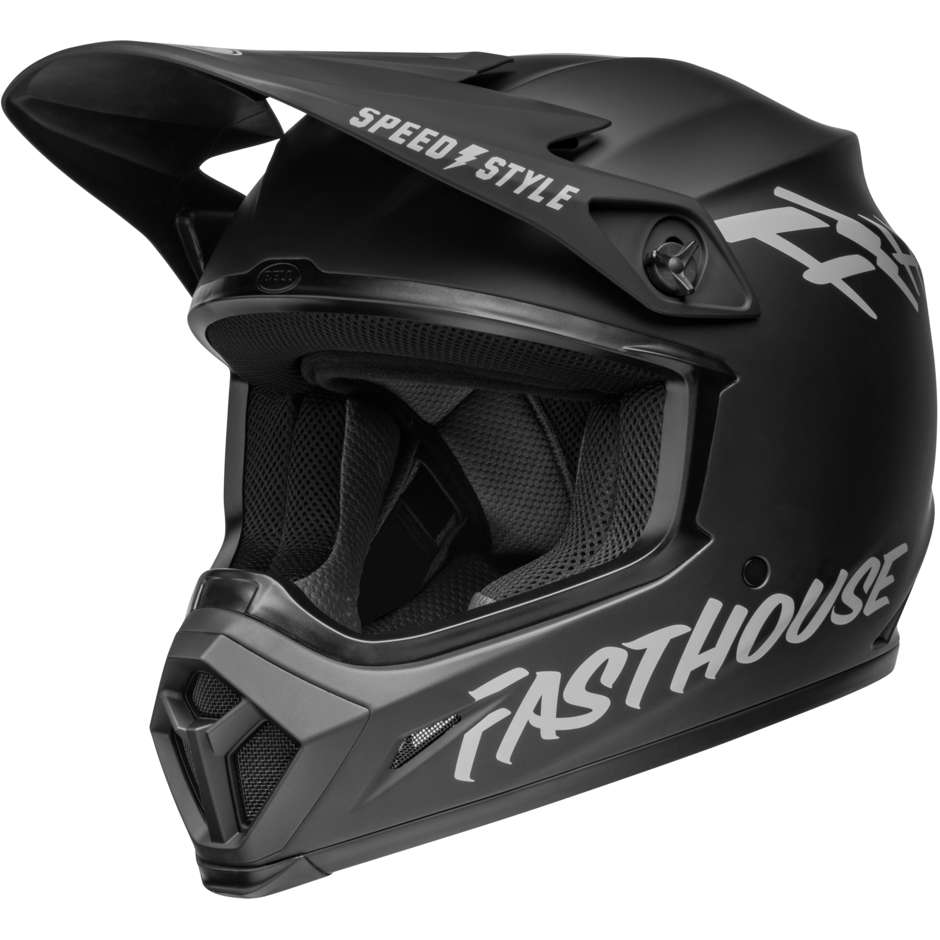 Cross Enduro Motorcycle Helmet Bell MX-9 MIPS FASTHOUSE Black Matt Gray