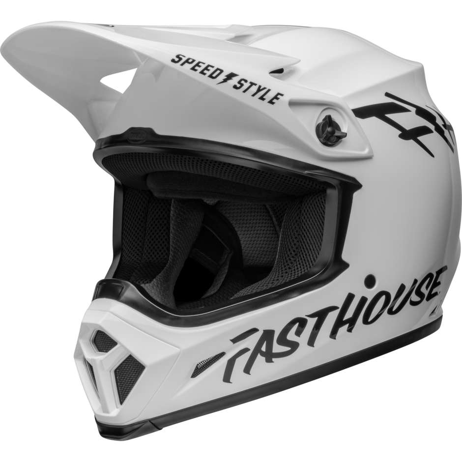 Cross Enduro Motorcycle Helmet Bell MX-9 MIPS FASTHOUSE White Black