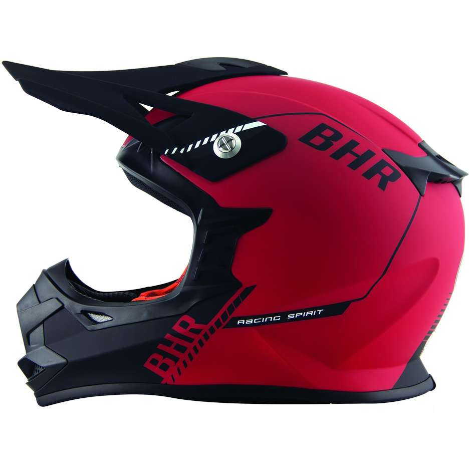 Cross Enduro Motorcycle Helmet BHR 812 Off Road Red Black Opaque